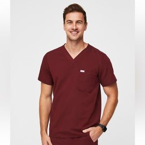 FIGS Maroon Chisec Scrub Top